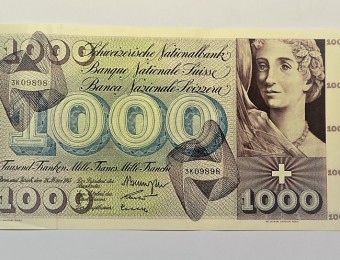 1000 Swiss Francs 1963