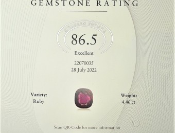 GUBELIN CERTIFICATED  Siam  No Heat  4.46 ct