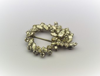 Round and Marquise Diamond Brooch