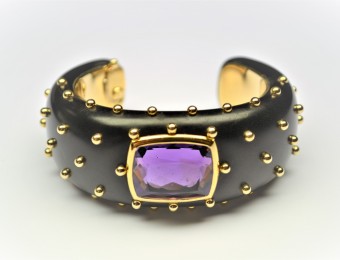 Ebony Gold and Amethyst Bangle