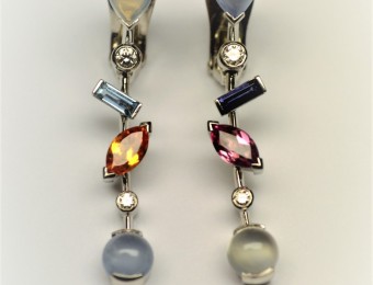 Platinum and Colour Stones Earrings by Cartier