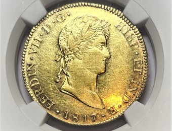 Rare 8 Escudos NUEVA GUATEMALA Fernando VII 1817
